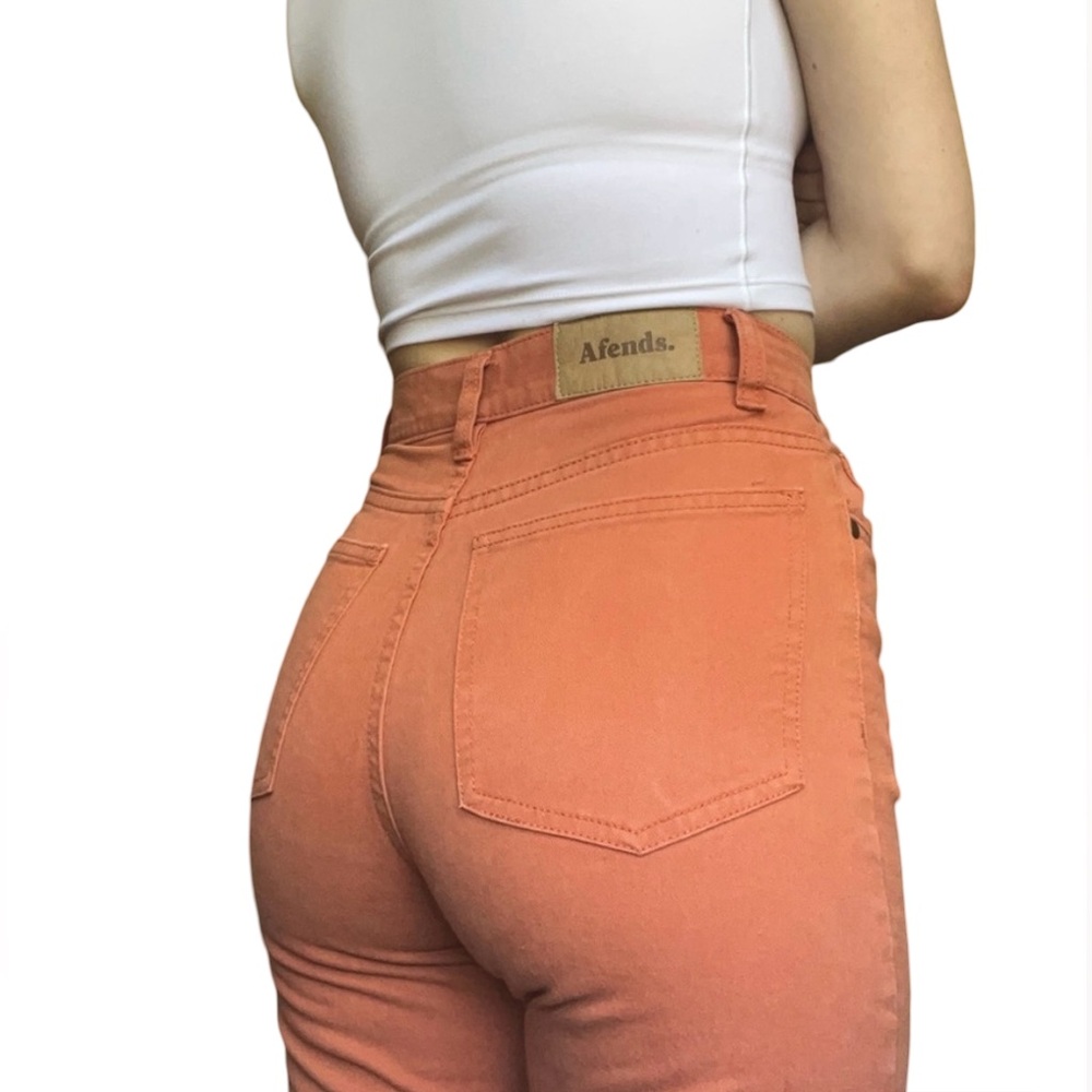 Afends super high-waisted hemp slim-fit coral pants